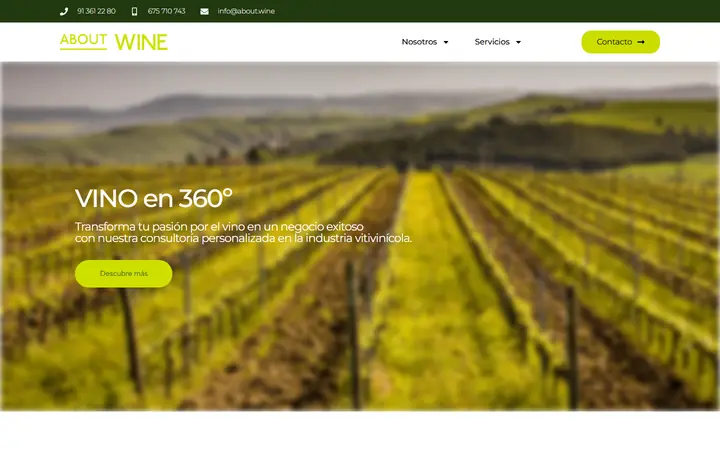 Portada de about.wine, consultoría vinícola