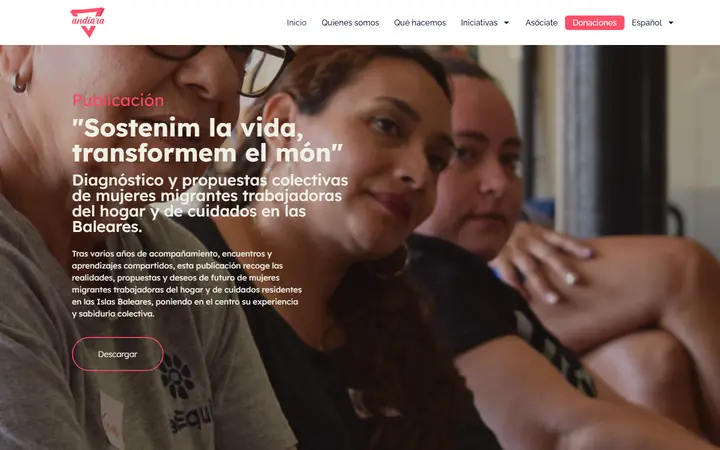 Portada de andiara.org, asociación