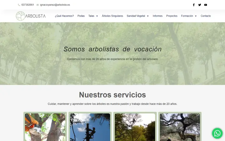 Portada de arbolista.es, arboricultura