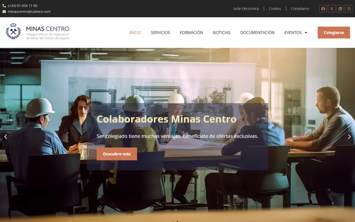 Portada de coimce.com, colegio profesional