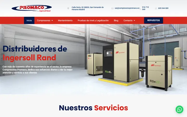 Portada de compresorespromaco.es, compresores