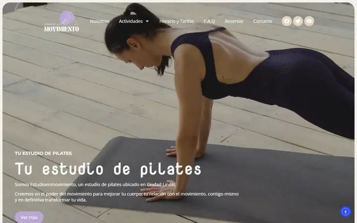 Portada de estudioenmovimiento.com, pilates