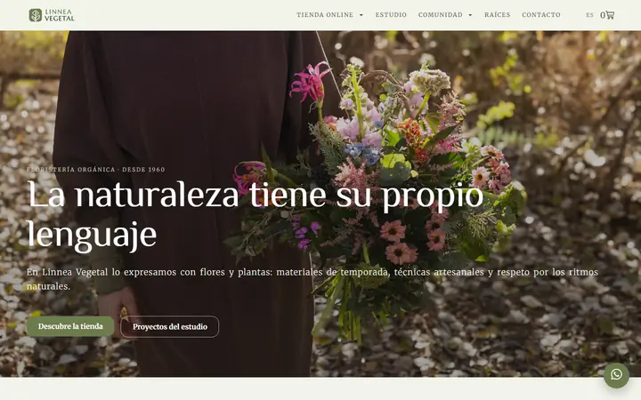Portada de linneavegetal.com, floristería