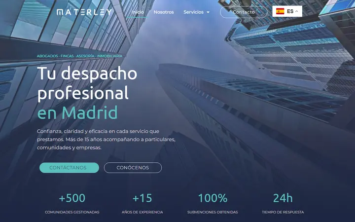 Portada de materley.es, despacho