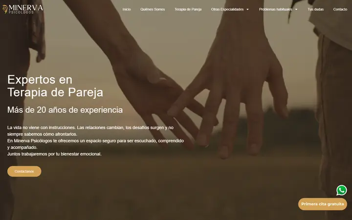 Portada de minervapsicologos.com, psicología