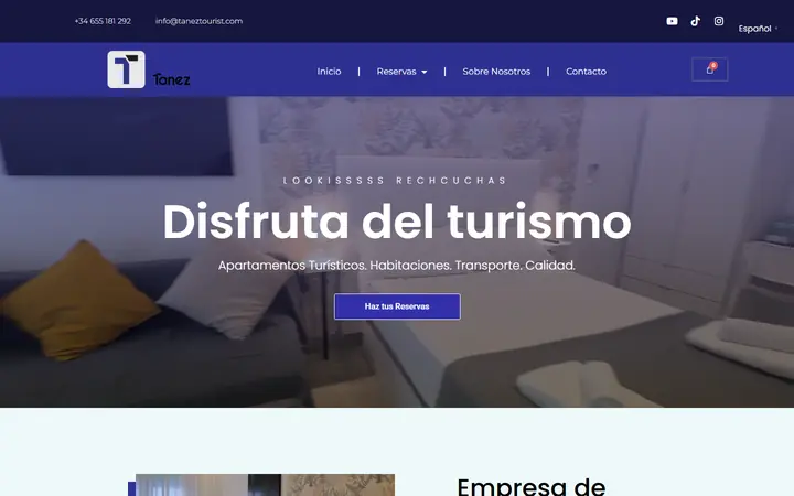 Portada de taneztourist.com, apartamentos turísticos