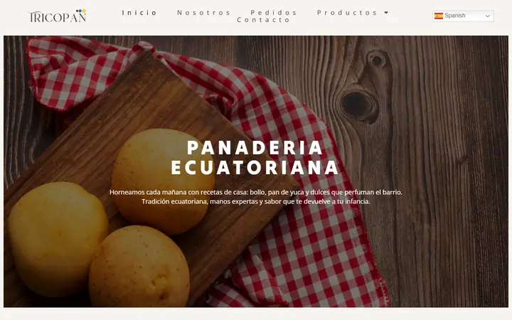 Portada de tricopan.com, panadería